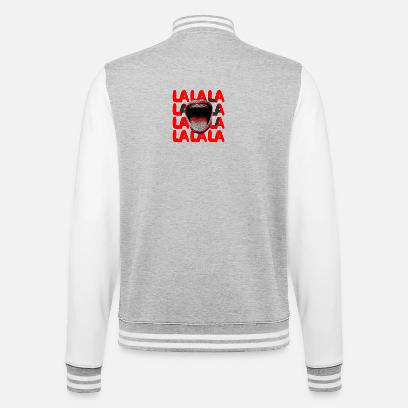 LALA Scream Typografie - College-Sweatjacke - Grau meliert/Weiß