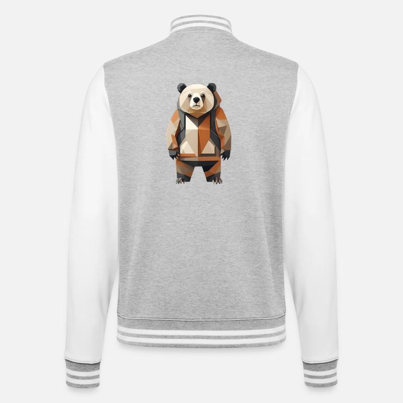 Polypanda Panda Low-Poly - College Sweat Jacket - heather grey/white