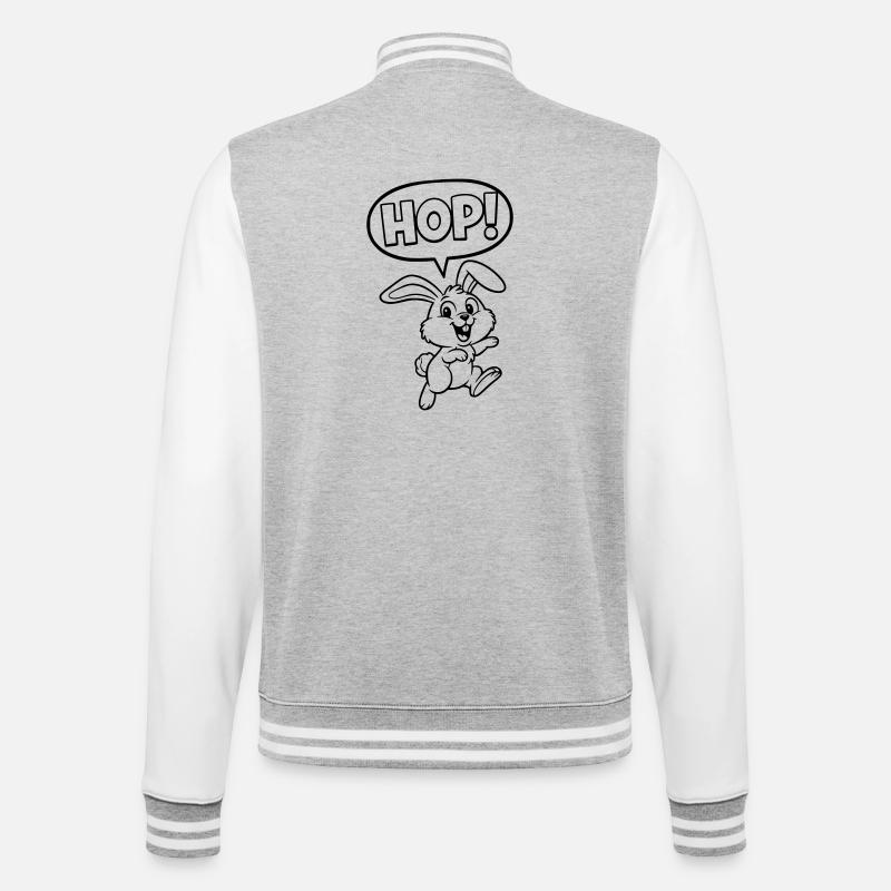 HOP! Bunny Jumping Outline Comic - College Sweat Jacket - heather grey/white