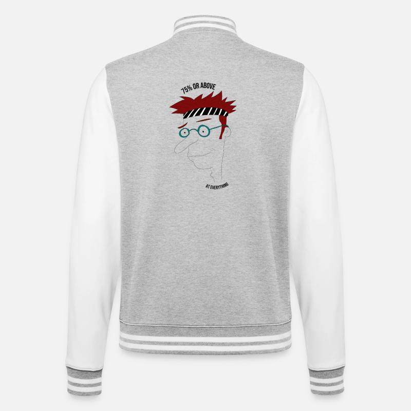 75 % oder mehr in allem, Mann - College-Sweatjacke - Grau meliert/Weiß
