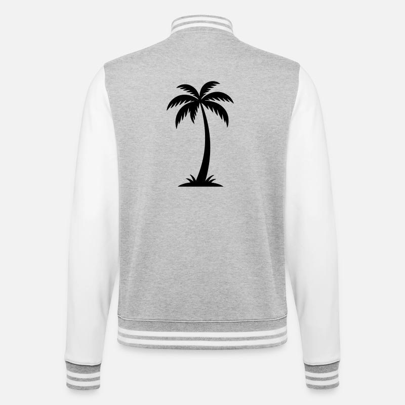 Palm Tree Silhouette - College Sweat Jacket - heather grey/white