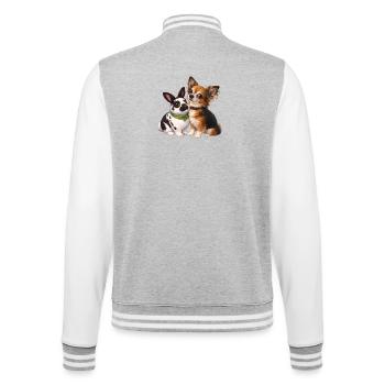 Dwarf Rabbits Paulinchen and Chihuahua Dexter - College Sweat Jacket - heather grey/white - Back - Marisol (170cm)
