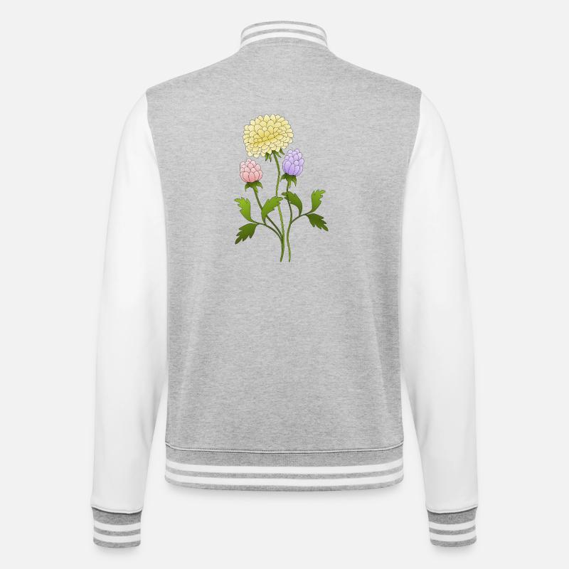 Blumen - College-Sweatjacke - Grau meliert/Weiß
