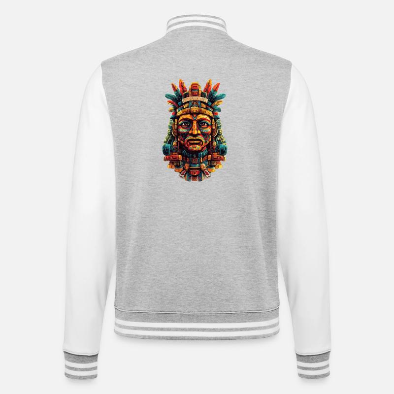 Masque de plume aztèque - Veste Teddy - gris chiné / blanc