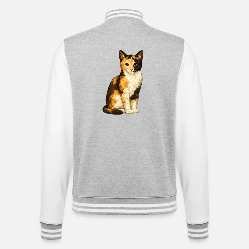 Emmi Polygon Cat Geometric Cuteness - College Sweat Jacket - heather grey/white