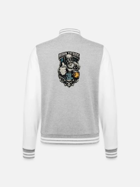 Born to Ride – Ride Live Laugh - College-Sweatjacke - Grau meliert/Weiß