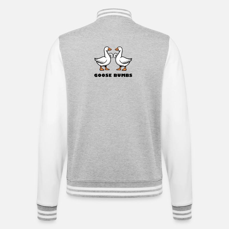 Goose Bumbs – Lustige Gänse-Fausthaut - College-Sweatjacke - Grau meliert/Weiß
