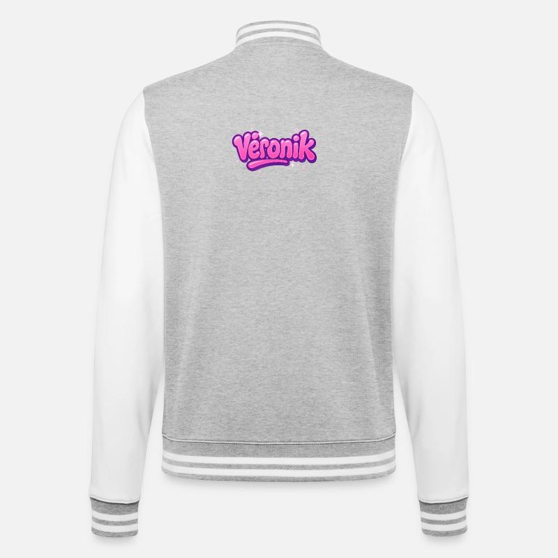 Veronik Graffiti Name Bubble Pink Purple - College Sweat Jacket - heather grey/white