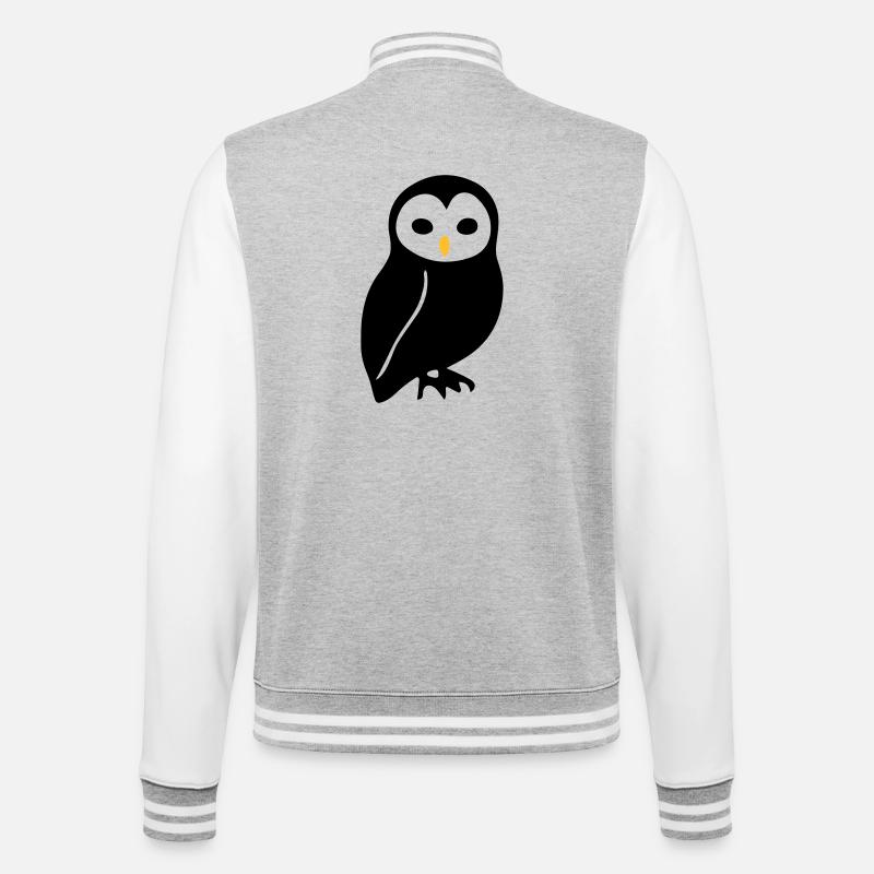 Eule - College-Sweatjacke - Grau meliert/Weiß