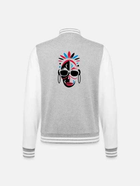 African mask with sunglasses - College Sweat Jacket - heather grey/white