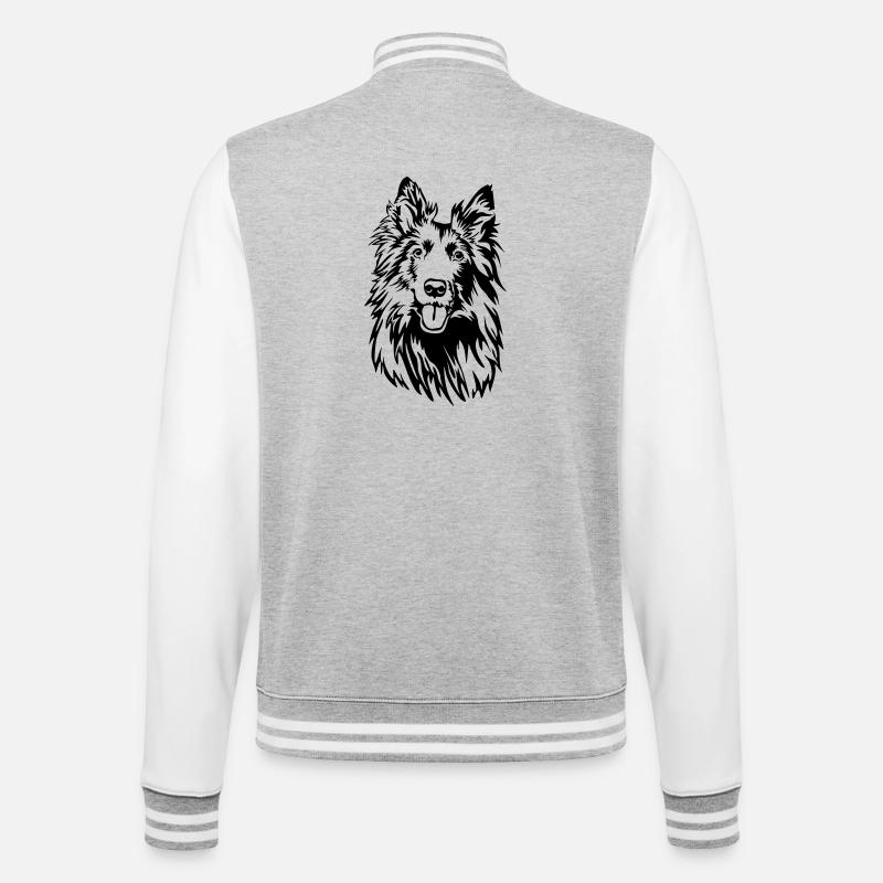 Groenendael Kopf - College-Sweatjacke - Grau meliert/Weiß