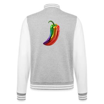 Regenbogen Paprika Tropfen - College-Sweatjacke - Grau meliert/Weiß - Hinten - Marisol (170cm)
