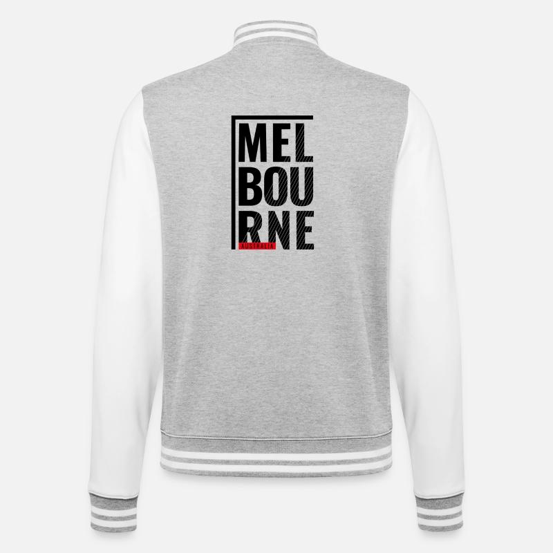 Melbourne, Australie, Conception typographique - Veste Teddy - gris chiné / blanc
