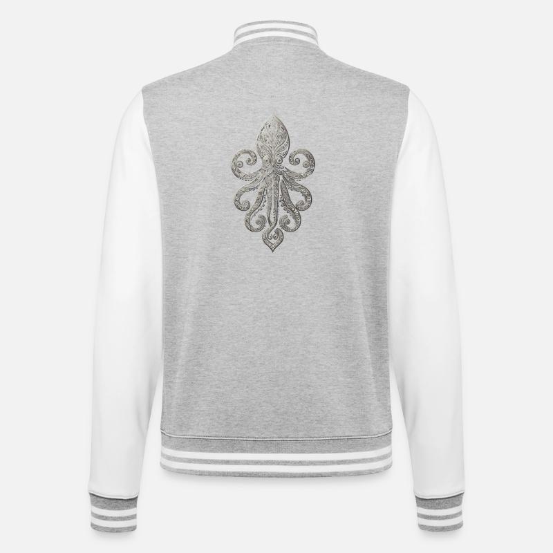 Polynésie ornementale de la pieuvre - Veste Teddy - gris chiné / blanc