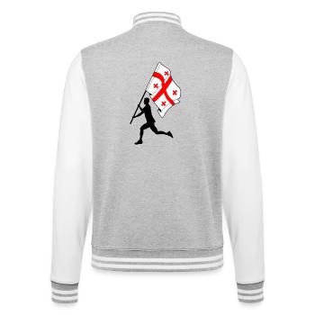 Drapeau Géorgie homme courant - Veste Teddy - gris chiné / blanc - Dos - Marisol (170cm)