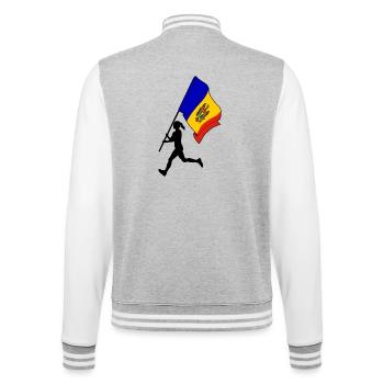 Drapeau Moldavie femme courant - Veste Teddy - gris chiné / blanc - Dos - Marisol (170cm)