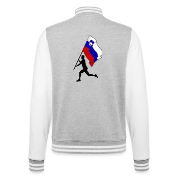 Drapeau Slovénie homme courant - Veste Teddy - gris chiné / blanc - Dos - Marisol (170cm)