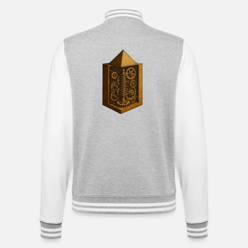 Pyramide von Chephren | Antike Getriebemechanik-Kunst - College-Sweatjacke - Grau meliert/Weiß
