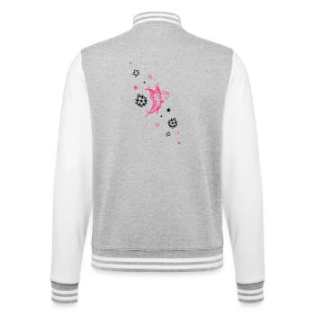Butterfly Floral Star Ornament - College Sweat Jacket - heather grey/white - Back - Marisol (170cm)