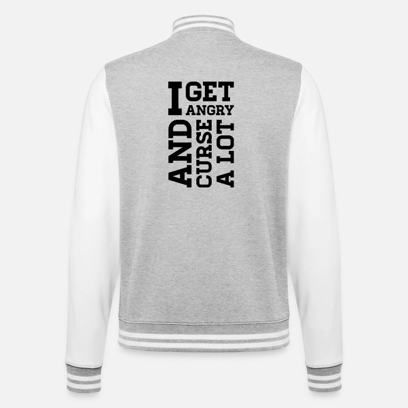 Wütend – Statement über Wut, Protest & Emotionen - College-Sweatjacke - Grau meliert/Weiß