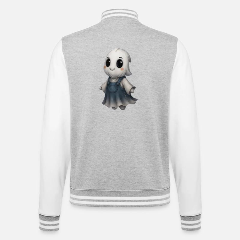 Mignon Ghost Friend Patchwork - Veste Teddy - gris chiné / blanc