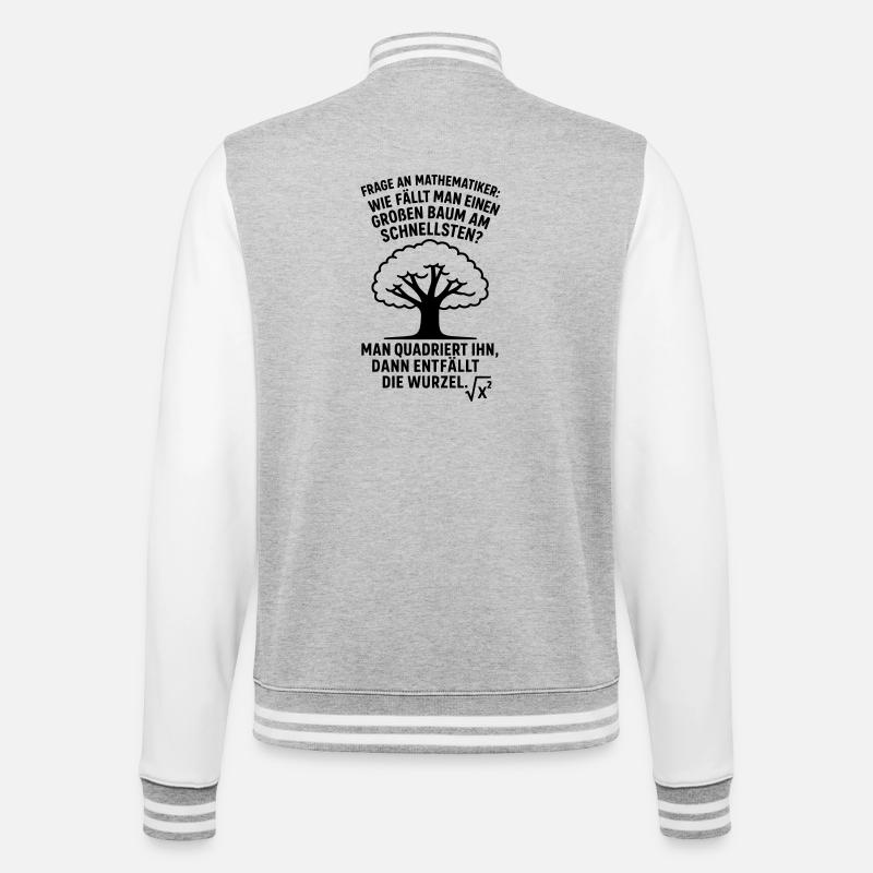 Mathematiker Witz Wurzel Baum fällen  - College-Sweatjacke - Grau meliert/Weiß