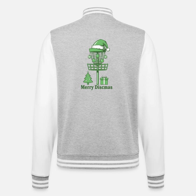 Merry Discsmas Disc Golf Basket Weihnachtsbaum - College-Sweatjacke - Grau meliert/Weiß