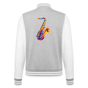 FarbSax PopsArt - College Sweat Jacket - heather grey/white - Back - Marisol (170cm)