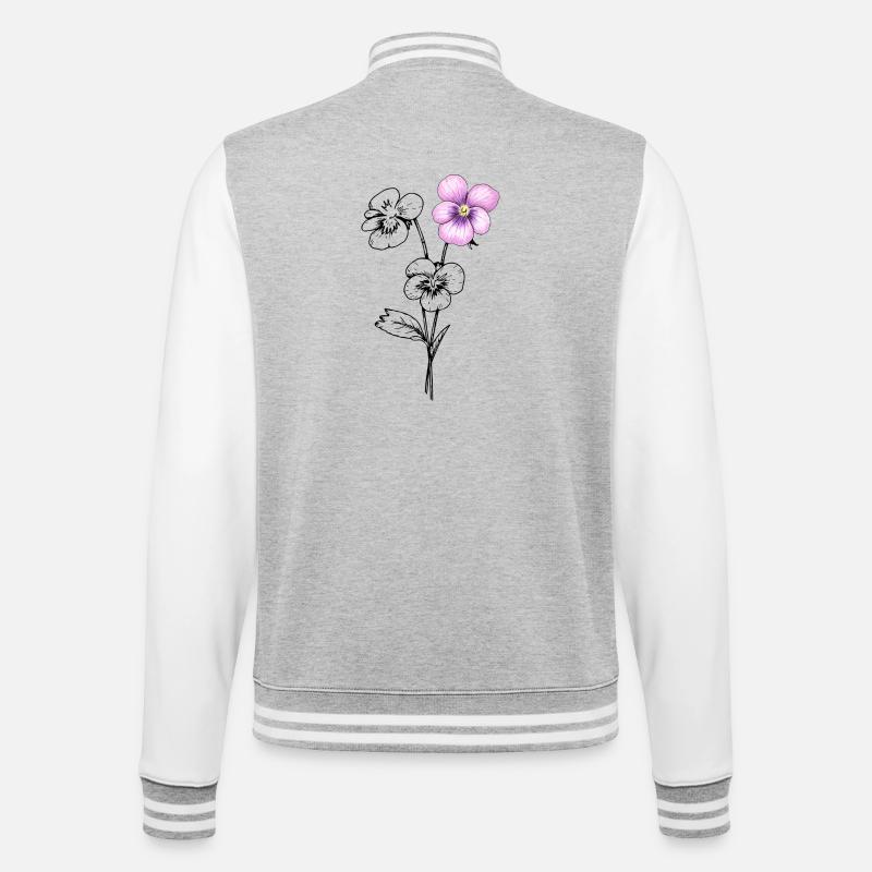 Illustration de fleurs de pensée - Veste Teddy - gris chiné / blanc
