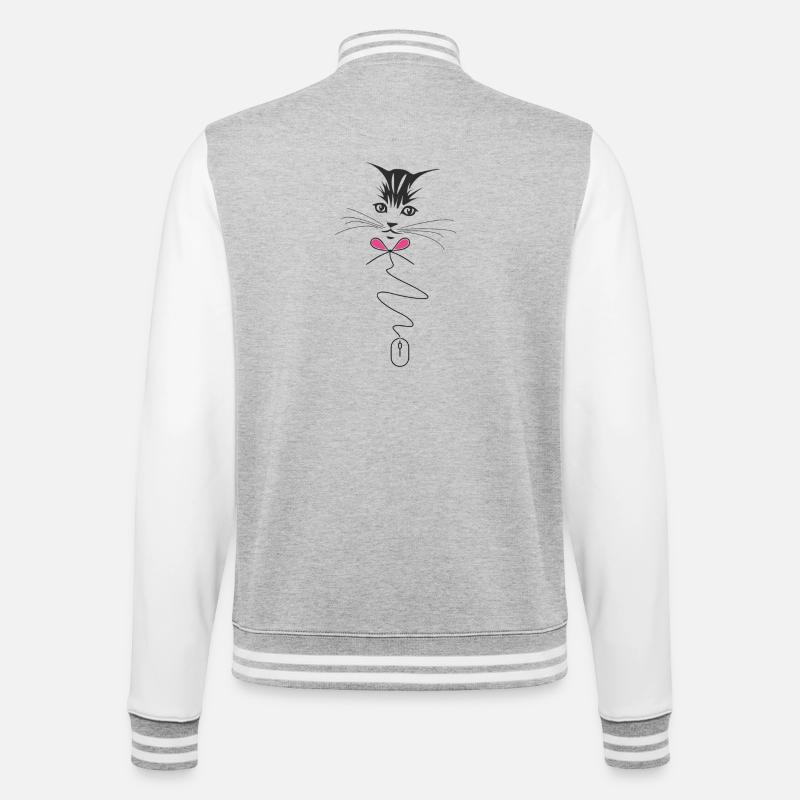 Cat bow tie and mouse - College Sweat Jacket - heather grey/white