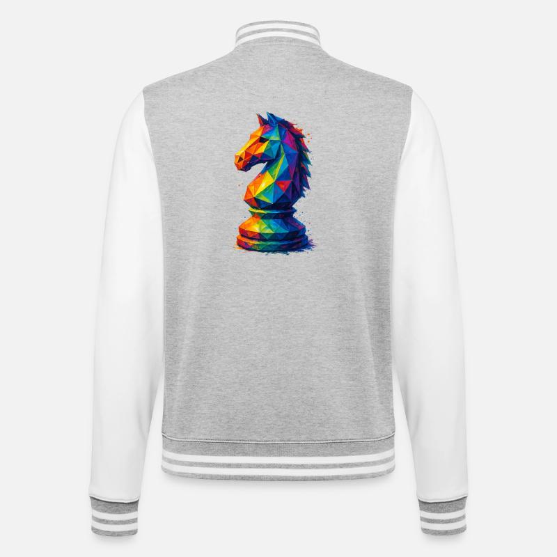 Cavalier Géométrique : L'Agilité du Saut - Veste Teddy - gris chiné / blanc