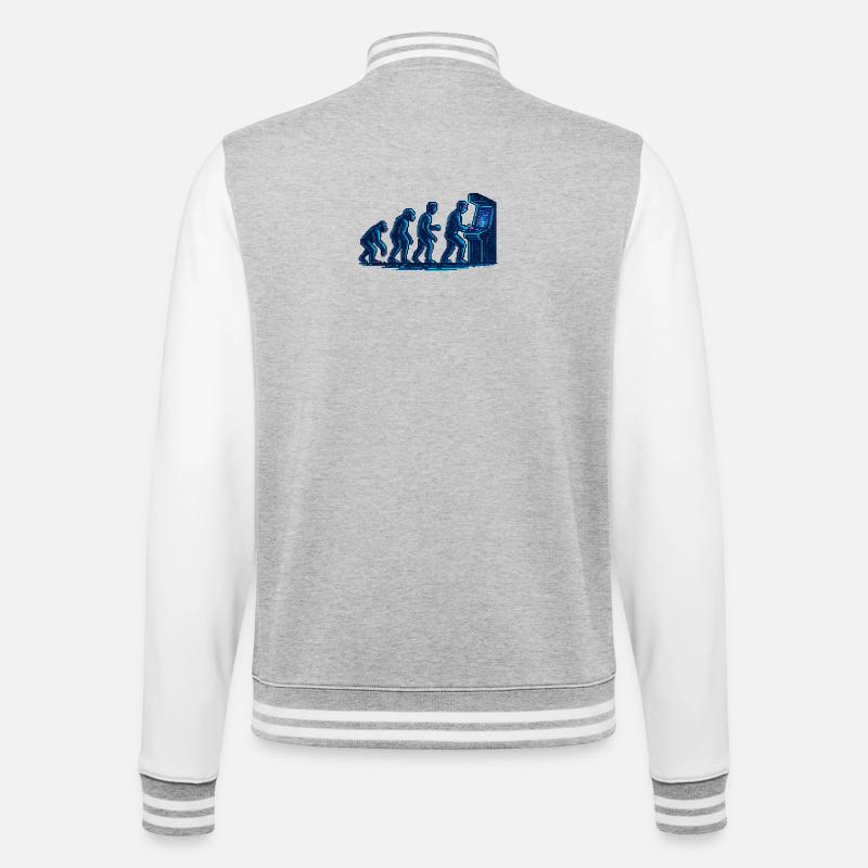 Evolution towards retro arcade - College Sweat Jacket - heather grey/white