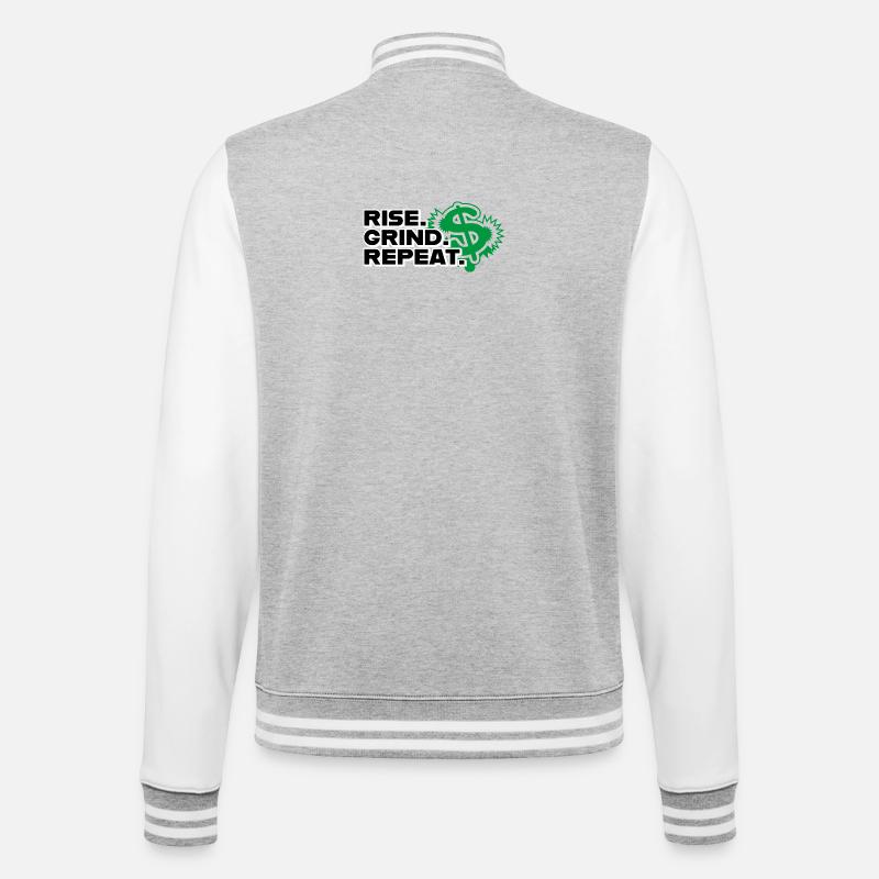 Rise Grind Repeat - Motivation - College-Sweatjacke - Grau meliert/Weiß