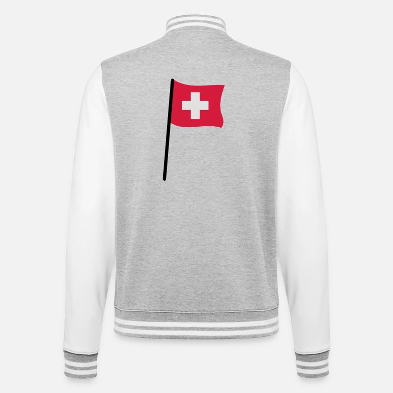 Schweizer Flagge - College-Sweatjacke - Grau meliert/Weiß