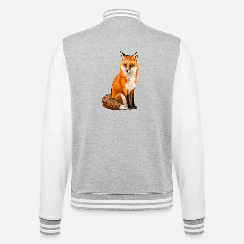 fox - College Sweat Jacket - heather grey/white