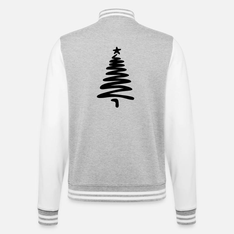 Christmas tree linear hand-drawn - College Sweat Jacket - heather grey/white