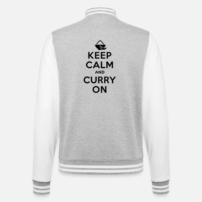 Keep calm and curry on - Veste Teddy - gris chiné / blanc