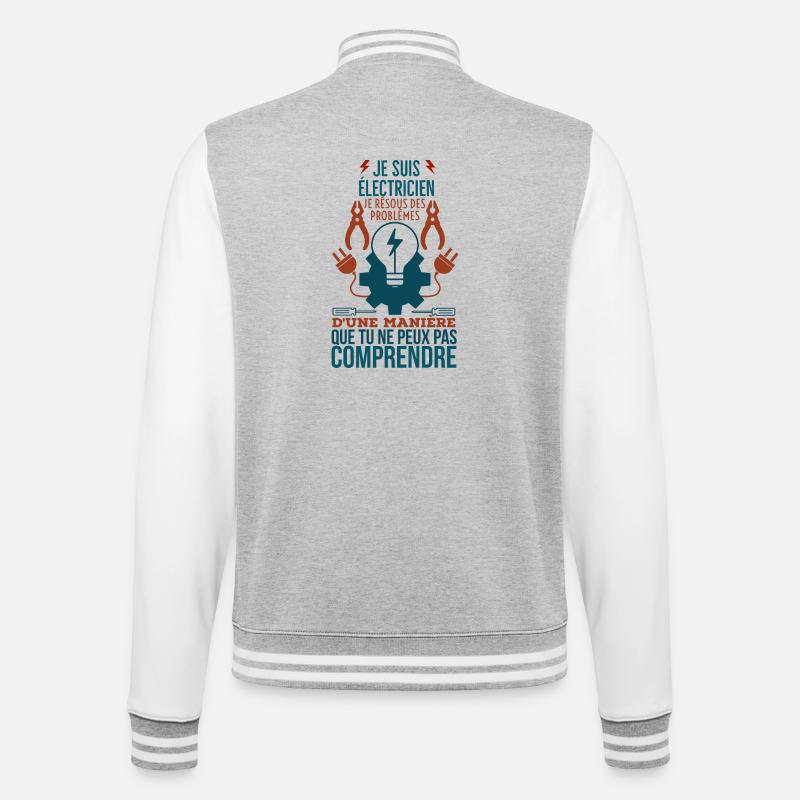 Ich bin ein Elektriker. - College-Sweatjacke - Grau meliert/Weiß