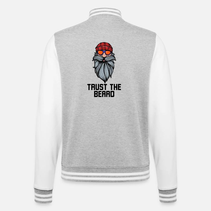 Gesichtsbehaarung Bart Statement Bärtig Vollbart - College-Sweatjacke - Grau meliert/Weiß