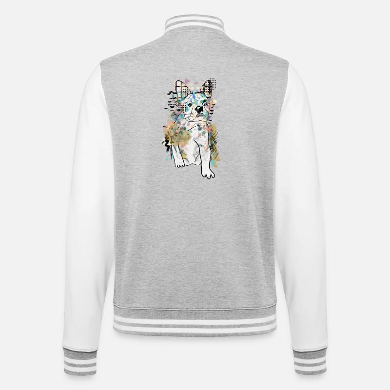 DESSIN DE BOULEDOGUE MIGNON - Veste Teddy - gris chiné / blanc