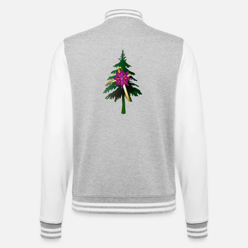 Christbaum oder Weihnachtsbaum & Geschenkschleife - College-Sweatjacke - Grau meliert/Weiß