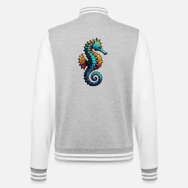 Seepferdchen - College-Sweatjacke - Grau meliert/Weiß
