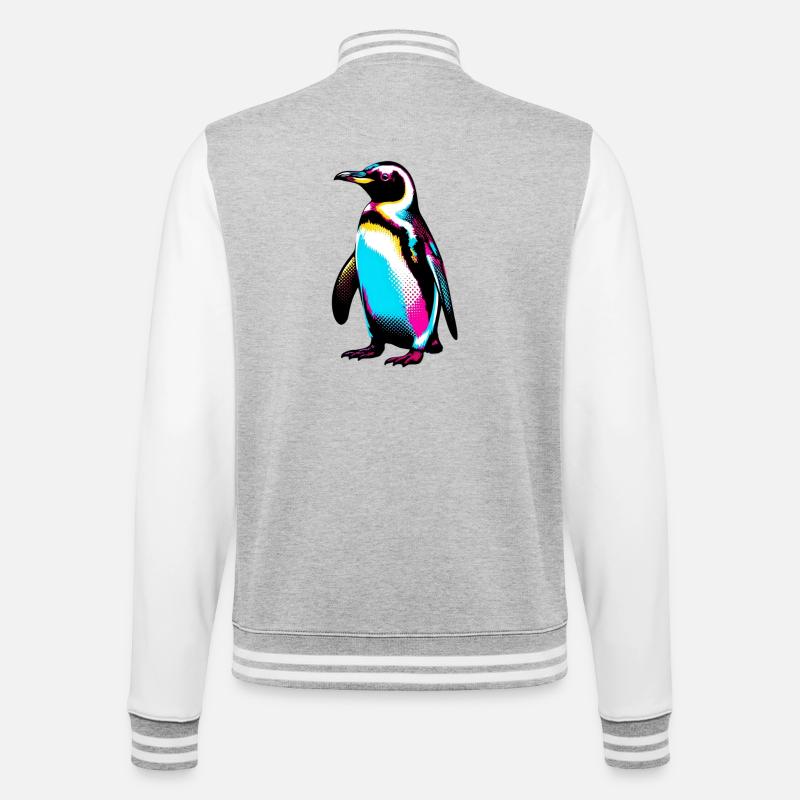 Pinguin - College-Sweatjacke - Grau meliert/Weiß