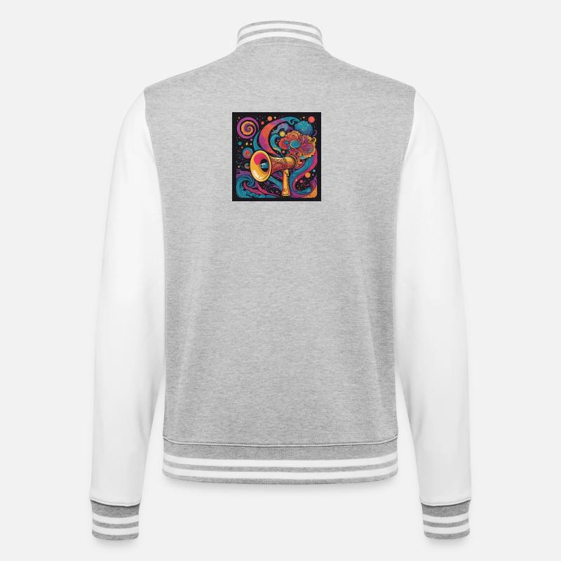 Exploration psychédélique avec haut-parleur spatial - Veste Teddy - gris chiné / blanc