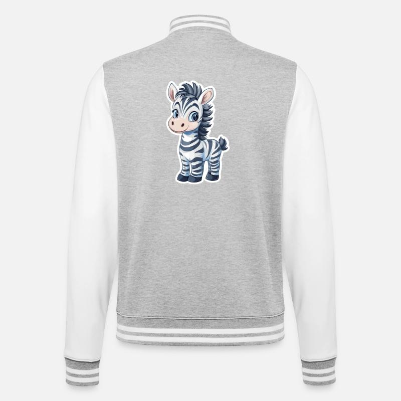 Zebra - College-Sweatjacke - Grau meliert/Weiß