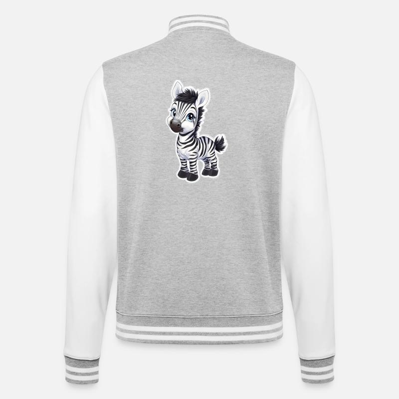 Zebra - College-Sweatjacke - Grau meliert/Weiß