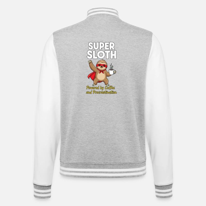 Super Sloth Held Coffee Cape - College-Sweatjacke - Grau meliert/Weiß