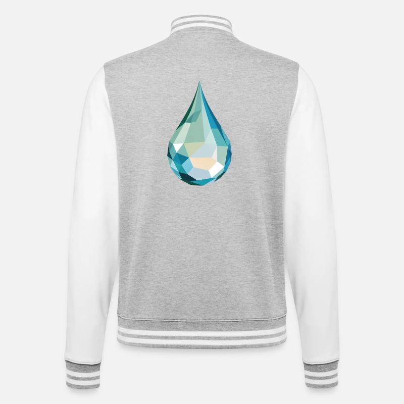 Wassertropfen - Cooles Low Poly Logo - College-Sweatjacke - Grau meliert/Weiß