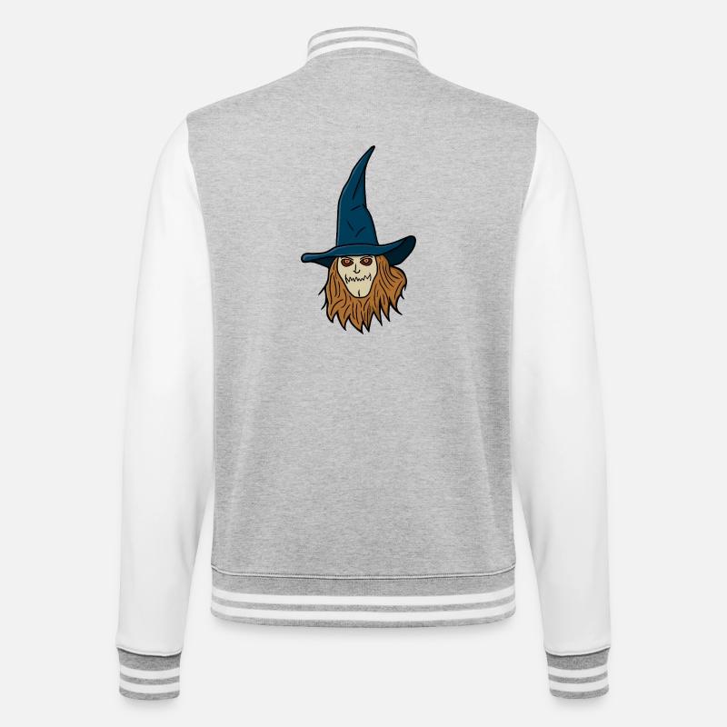 Vogelscheuche Hexe - College-Sweatjacke - Grau meliert/Weiß