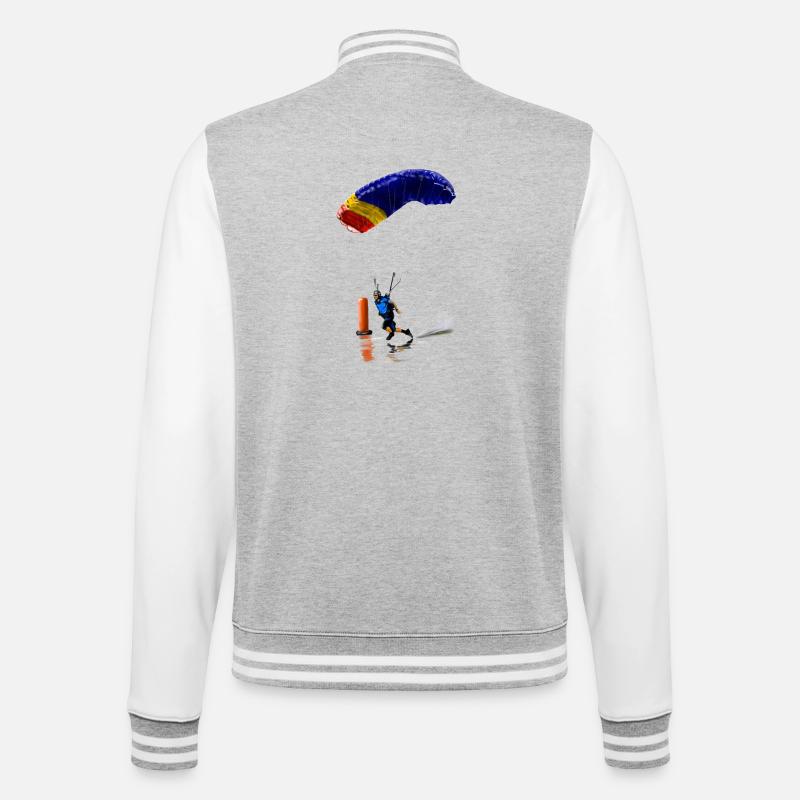 Swooping - College-Sweatjacke - Grau meliert/Weiß